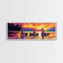 Ducks on Lake, Nature Canvas Print, Vibrant Sunset Painting, Wildlife Wall Art, Framed Canvas Print, Cabin Decor, Rustic Living Room Art