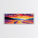 Sunset River Path, Landscape Wall Art, Vibrant Nature Print, Living Room Wall Art, Framed Canvas Print, Autumn Wall Decor, Colorful
