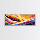 Dramatic Sky, Sunset Cloud Painting, Colorful Abstract Art, Modern Wall Decor, Framed Canvas Print, Living Room Wall Art, Vibrant