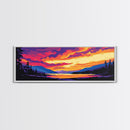 Twilight Over Mountains, Vibrant Nature Print, Sunset Landscape Art, Boho Wall Decor, Framed Canvas Print, Living Room Art, Colorful