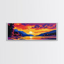 Serene Lake Sunset, Vibrant Nature Painting, Colorful Wall Art, Peaceful Landscape, Framed Canvas Print, Living Room Decor, Boho