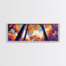 Sky View, Autumn Trees, Nature Perspective, Framed Canvas Print, Modern Wall Art, Fall Painting, Vibrant Home Decor, Seasonal Aesthetic