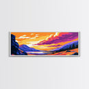 Rolling Hills, Sunset Sky, Colorful Landscape, Framed Canvas Print, Scenic Nature Decor, Vibrant Home Aesthetic, Serene Painting