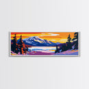 Snowy Peak, Winter Landscape Art, Rustic Lodge Wall Decor, Framed Canvas Print, Mountain Cabin Painting, Christmas Home Accent, Gift Idea