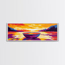 Boat Reflection, Peaceful Lake Art, Minimalist Wall Decor, Framed Canvas Print, Serene Nature Painting, Sunset Water Scene, Gift Idea