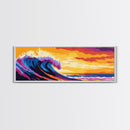 Rolling Wave, Surf Art, Ocean Wall Decor, Vibrant Seascape, Surfer Gift, Coastal Living, Summer Beach, Framed Canvas Print