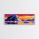 Icy Mountain, Sunset Over Ice, Vibrant Frozen Landscape, Cool Color Palette, Arctic Beauty, Bold Wall Art, Canvas Print