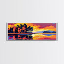 Autumn Reflection, Fall Landscape, Nature Wall Art, Warm Sunset, Tranquil Lake, Cabin Decor, Vibrant Colors, Framed Canvas Print
