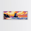 Coastal Cliffs, Ocean Sunset, Bold Seascape, Modern Beach Art, Tropical Vibes, Relaxing Scenery, Living Room Wall Art, Framed Canvas Print