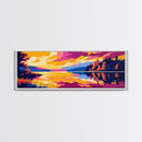 Tranquil Reflections, Nature Scene, Bold Colors, Relaxing Wall Art, Lakeside View, Wilderness Escape, Framed Canvas Print