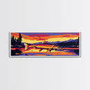Sunset Trout, Fishing Wall Art, Cabin Decor, Nature Landscape, Framed Canvas Print, Colorful Fish Painting, Rustic Home, Lodge Art