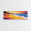 Coastal Sunset, Beach Wall Art, Ocean Waves, Seaside Decor, Framed Canvas Print, Summer Home, Vibrant Landscape, Boho Art