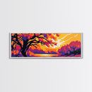 Autumn Tree, Sunset Landscape, Framed Canvas Print, Vibrant Wall Art, Fall Home Decor, Boho Art, Living Room Artwork, Nature Painting