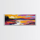 Marshland Sunset, Reflections Art, Framed Canvas Print, Tranquil Landscape, Nature Wall Art, Bedroom Artwork, Warm Autumn Colors