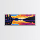 Forest Lake, Evening Reflections, Canvas Print, Tranquil Water Scene, Nature Wall Art, Rustic Cabin Decor, Vibrant Sunset Painting