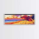 Beach Umbrella, Ocean Sunset, Coastal Escape, Canvas Print, Summer Wall Art, Vibrant Colors, Relaxing Home Decor, Seaside Serenity