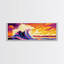 Sunset Ocean, Coastal Wave, Vibrant Seascape, Beach House Decor, Canvas Print, Nautical Wall Art, Surfing Home Decor, Summer Vibes