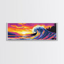 Tropical Wave, Bold Sunset, Colorful Ocean, Surreal Art, Canvas Print, Coastal Wall Art, Beach House Decor, Vibrant Landscape