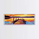 Wooden Dock, Tranquil Lake, Sunset Reflection, Serene Escape, Canvas Print, Cabin Decor, Nature Wall Art, Bedroom Wall Art