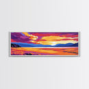 Field Sunset, Sunset Drive, Scenic Travel Art, Framed Canvas Print, Bold Colors, Boho Home Decor, Wanderlust Art, Nature Inspired