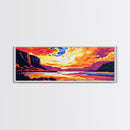 Canyon Sunset, River View, Dramatic Landscape, Framed Canvas Print, Bold Colors, Scenic Wall Art, Living Room Decor, Rustic Home