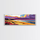 Lake View, Sunset Beach, Vibrant Seascape, Framed Canvas Print, Coastal Wall Art, Beach House Decor, Bold Colors, Summer Vibes