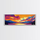 Sunset Lake, Tranquil Water, Peaceful Landscape, Framed Canvas Print, Calm Wall Art, Cozy Home, Bedroom Decor, Warm Color Palette