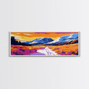 Mountain Valley, Snowy Peaks, Framed Canvas Print, Landscape Art, Home Office Decor, Nature Scene, Fall Artwork, Large Wall Art