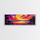 Lake Sunset, Vibrant Reflection, Framed Canvas Print, Cabin Wall Art, Fall Landscape, Cozy Home Decor, Boho Artwork, Large Wall Art