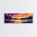 Lake Reflection, Colorful Trees, Sunset Water Scene, Nature Art, Canvas Print, Cabin Decor, Living Room Wall Art, Autumn Inspired Art