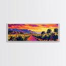 Vineyard Sunset, Rolling Hills, Wine Country, Framed Canvas Print, Farmhouse Art, Dining Room Wall Art, Living Room Decor, Vibrant Colors