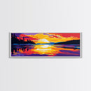 Lake Reflection, Tranquil Water, Mountain Sunset, Serene Scene, Framed Canvas Print, Zen Wall Art, Bedroom Decor, Meditative Gift