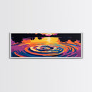 Water Ripples, Sunset Reflection, Tranquil Lake, Vibrant Nature, Framed Canvas Print, Zen Home Decor, Meditative Art, Living Room Wall Art