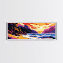 Ocean Waves, Coastal Scene, Vibrant Seascape, Canvas Print, Beach House Decor, Living Room Wall Art, Nature Artwork, Sunset Painting