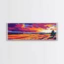 Rolling Fields, Golden Landscape, Sunset Art, Canvas Print, Country Home Decor, Farmhouse Wall Art, Warm Autumn Painting, Vibrant Sky
