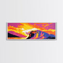 Ocean Wave, Beach Wall Art, Coastal Decor, Framed Canvas Print, Colorful Seascape, Modern Art, Surfing Gift, Vibrant Painting