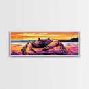 Sunset Crab, Coastal Art, Beach Decor, Framed Canvas Print, Vibrant Ocean Wall Art, Colorful Marine Life, Nautical Living Room Art