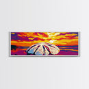 Seashell Sunset, Beach Wall Art, Ocean Decor, Canvas Print, Vibrant Coastal Painting, Nautical Living Room Art, Tropical Bedroom Decor