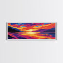 Lake Sunset, Nature Art, Scenic Wall Art, Framed Canvas Print, Vibrant Waterscape Painting, Colorful Living Room Art, Modern Coastal Decor
