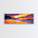 Coastal Serenity, Tropical Beach, Sunset Seascape, Framed Canvas Print, Ocean Horizon Art, Vibrant Nautical Decor, Modern Living Room Art