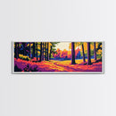 Golden Forest, Autumn Trees, Fall Landscape, Nature Path, Framed Canvas Print, Rustic Wall Art, Cozy Cabin Decor, Living Room Art