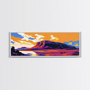 Desert Plateau, Mountain View, Vibrant Landscape, Bold Nature Scene, Framed Canvas Print, Southwestern Decor, Living Room Wall Art