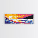 River Sunset, Cascading Water, Canvas Print, Waterfall Wall Art, Nature Inspired Painting, Colorful Landscape Art, Living Room Decor