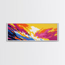 Sunset Wave, Ocean Wall Art, Abstract Beach Scene, Coastal Decor, Canvas Print, Vibrant Seascape, Living Room Art, Surfer Gift