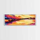 Driftwood Sunset, Nature Art, Rustic Wall Decor, Vibrant Landscape, Framed Canvas Print, Serene Seascape, Lake House, Bold Colors