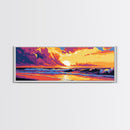 Ocean Sunset, Colorful Waves, Coastal Scene, Framed Canvas Print, Beach House Art, Tropical Vibes, Living Room Decor, Gift Idea