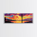 Sunset Wires, telephone pole, urban landscape, rustic decor, colorful wall art, Living Room Wall Art, Canvas Print, Framed Canvas Print