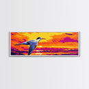 Seagull Flight, sunset bird, coastal decor, ocean lover gift, nature wall art, Beach House Wall Art, Canvas Print, Framed Canvas Print