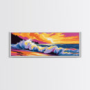 Sea Foam, crashing waves, ocean energy, vibrant beach scene, tropical paradise, Coastal Home Decor, Canvas Print, Framed Canvas Print