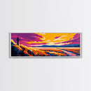 Golden Field Horizon, Scenic Countryside Art, Vibrant Sunset Landscape, Rustic Fall Decor, Framed Canvas Print, Cozy Home Wall Art